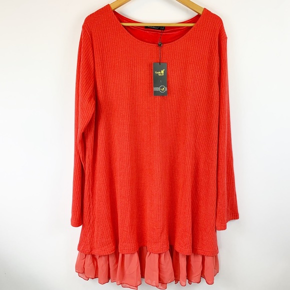 styledome Tops - Styledome | Tunic Sweater Top Dress Orange Bows 18